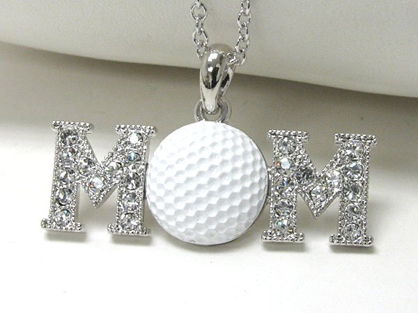 Made in korea whitegold plating crystal stud golf mom pendant necklace