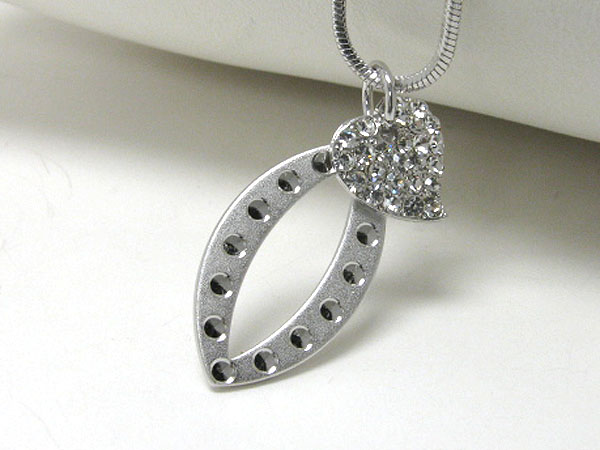 Made in korea whitegold plating crystal stud heart and lips pendant necklace