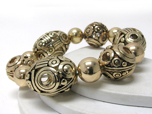 Metal shambhala ball link stretch bracelet