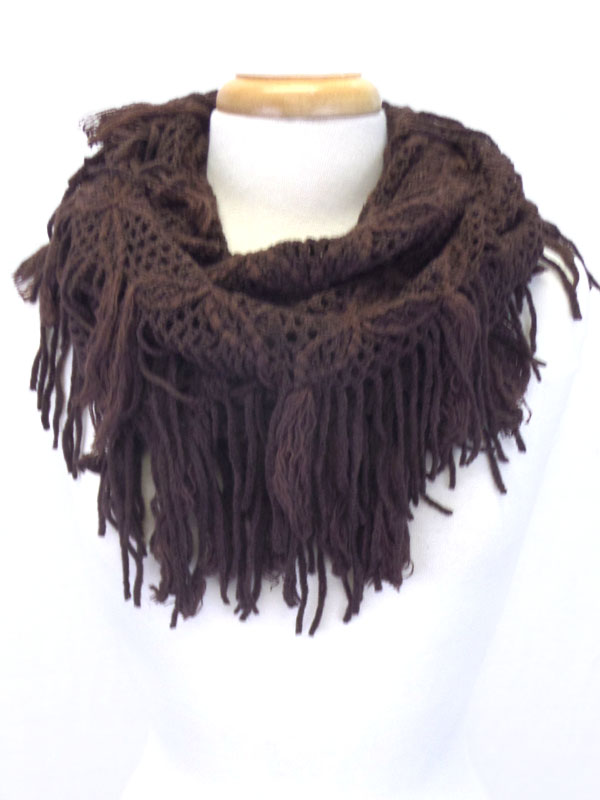 Knit and fringe infinity muffler