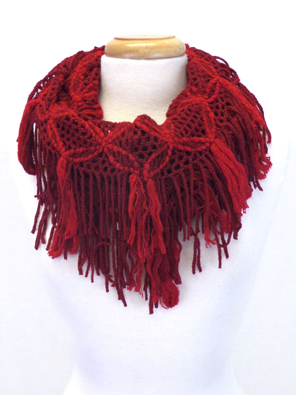 Knit and fringe infinity muffler