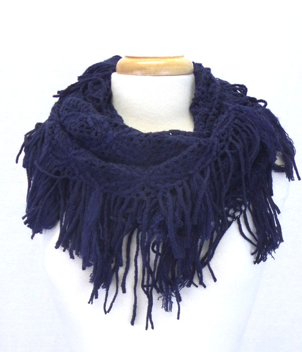 Knit and fringe infinity muffler