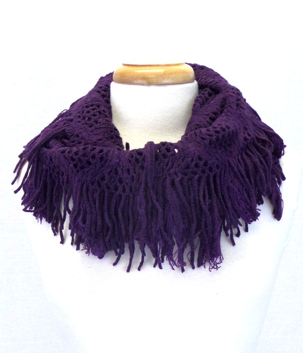 Knit and fringe infinity muffler