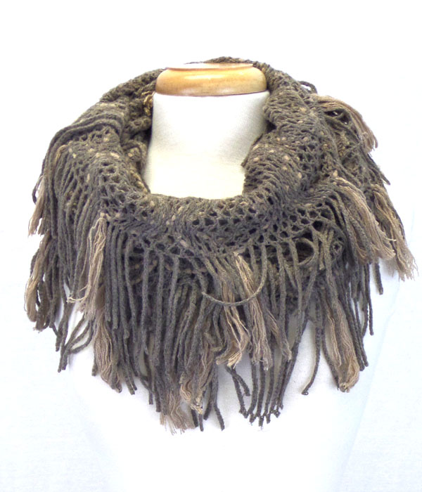 Knit and fringe infinity muffler