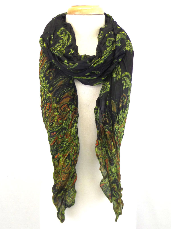 Ameba print wrinkled scarf