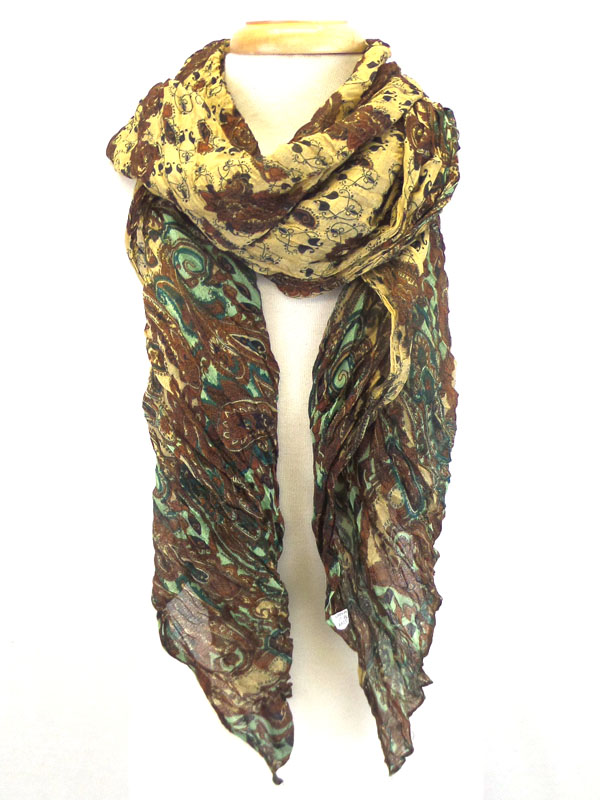 Ameba print wrinkled scarf