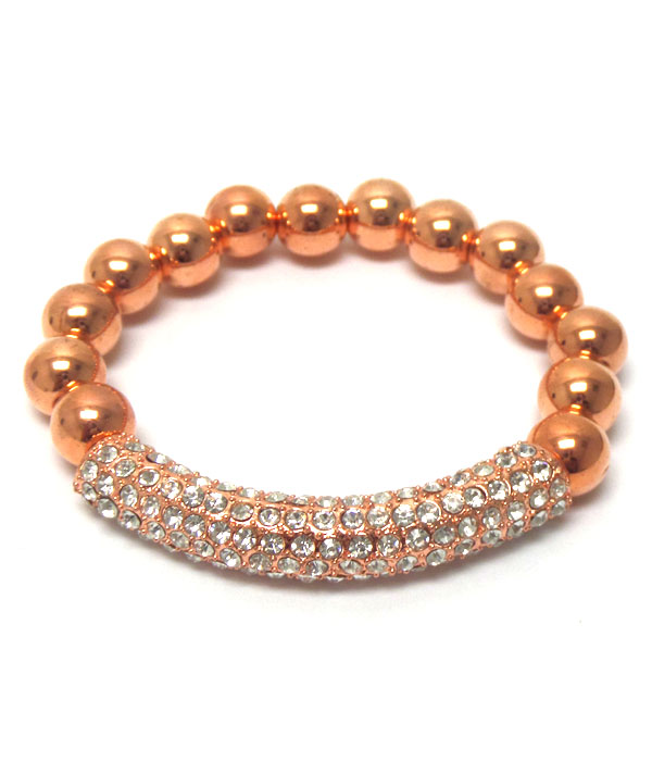 Metal linked balls with crystal link bracelet 