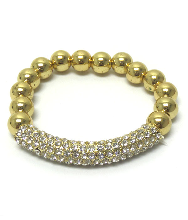 Metal linked balls with crystal link bracelet 