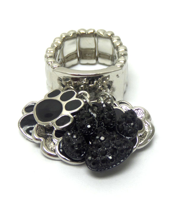 Paw print charm ring 