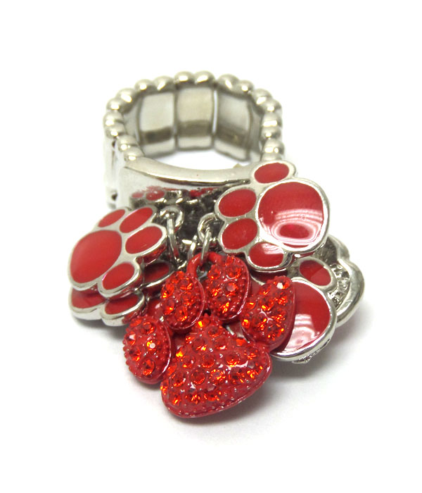 Paw print charm ring