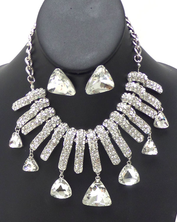 Luxury class victorian style and austirian crystal triangle drop necklace set 