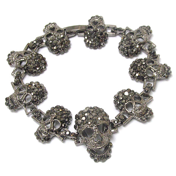 Multi crystal skull skeleton bracelet - halloween