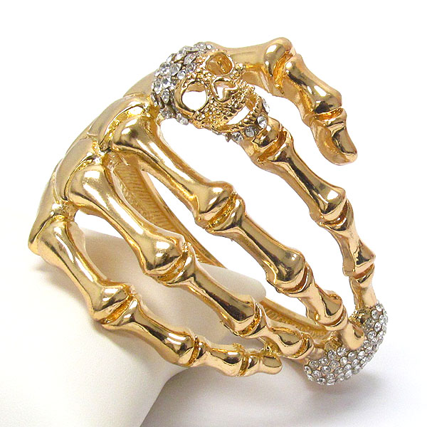 Crystal  skull and heart  skeleton hinge bangle -halloween
