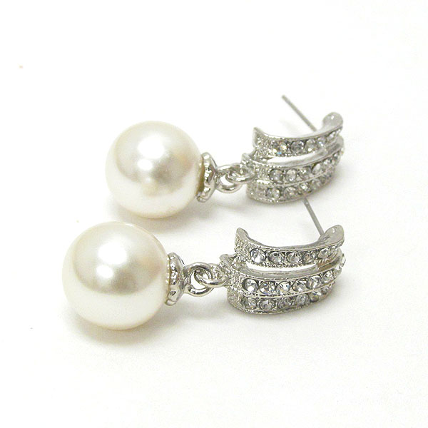 Crystal and pearl drop earring