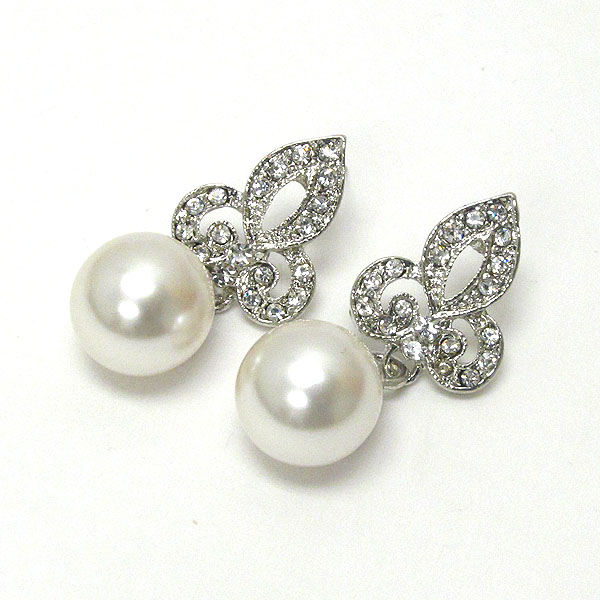 Crystal and pearl drop earring