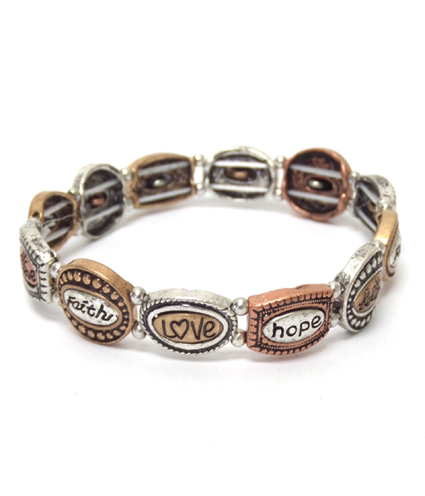 LOVE MULTI METALS LINKED BRACELET