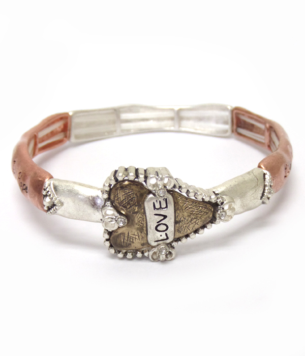 Religious theme love heart stretch bracelet - live love laugh joy hope
