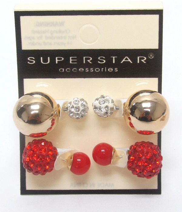 Crystal fireball double sided earrings 