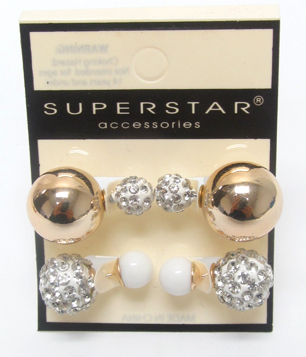 Crystal fireball double sided earrings 