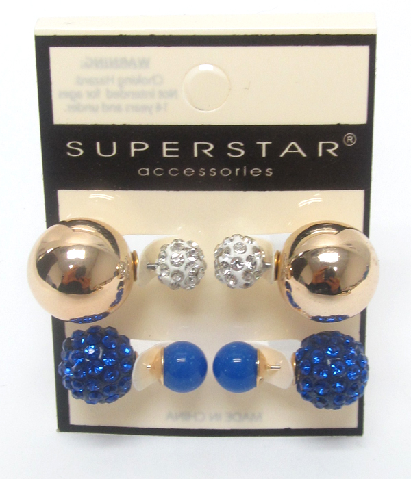Crystal fireball double sided earrings 