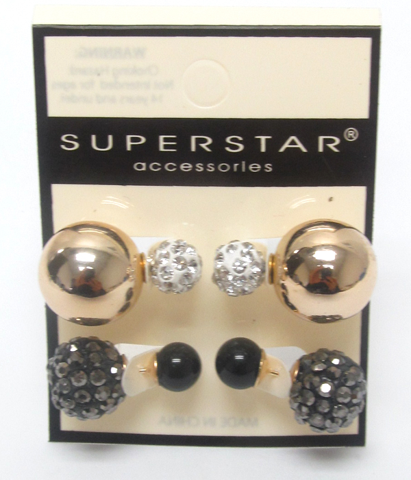 Crystal fireball double sided earrings