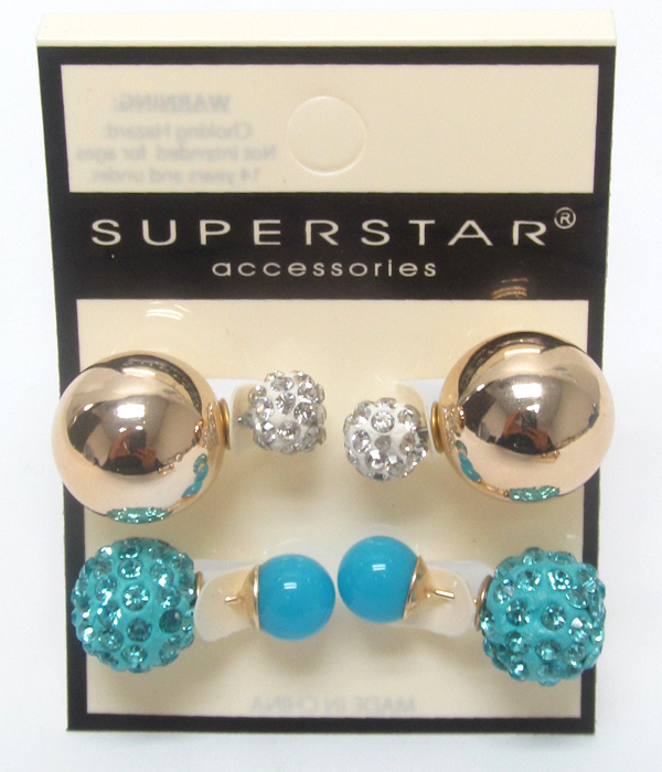 Crystal fireball double sided earrings 