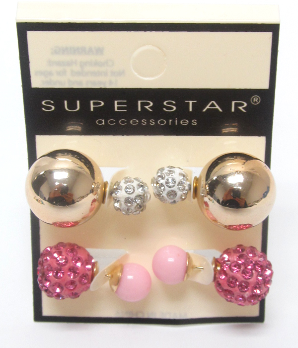 Crystal fireball double sided earrings 