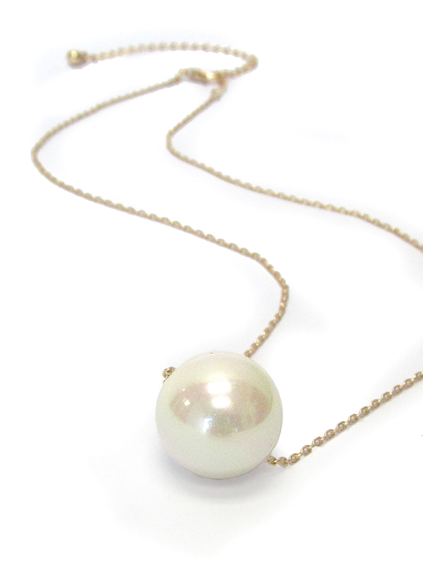 Glass pearl fine chain necklace