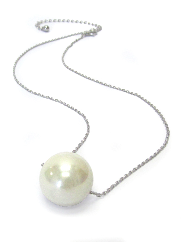 Glass pearl fine chain necklace