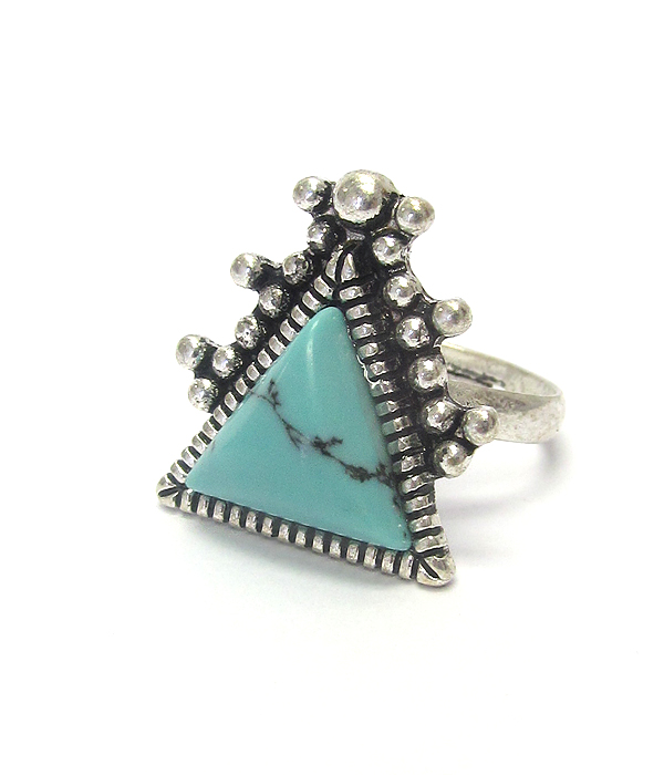 Turquoise triangle adjustable ring
