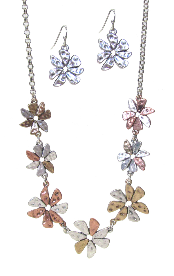 Multi flower link necklace set