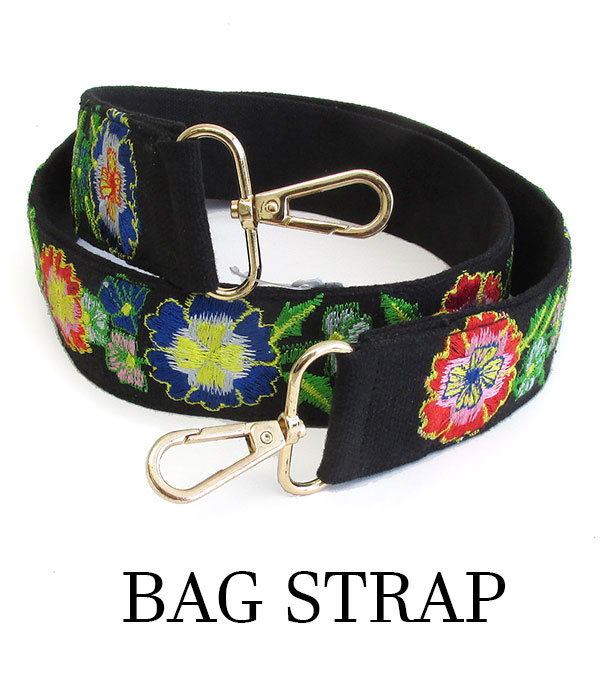 EMBROIDERY FLOWER BAG STRAP