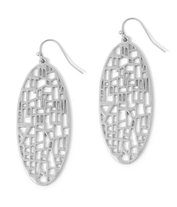 METAL FILIGREE OVAL EARRING