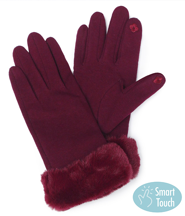 FAUX FUR WRIST GLOVES - 100% POLYESTER