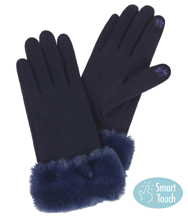 FAUX FUR WRIST GLOVES - 100% POLYESTER