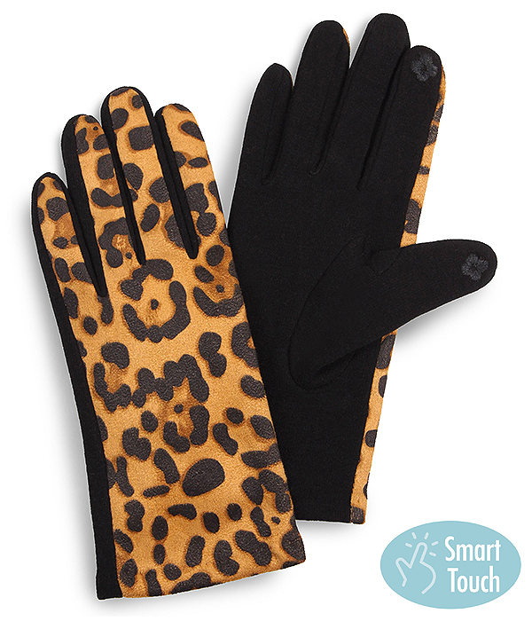 LEOPARD GLOVES - 100% POLYESTER