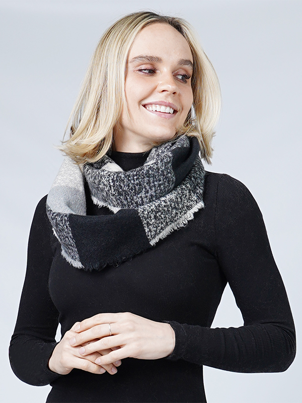 CHECK INFINITY SCARF - 100% POLYESTER