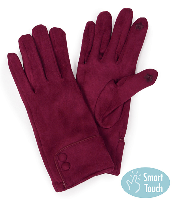 SOLID COLOR SUEDE CUFF GLOVES - 100% POLYESTER