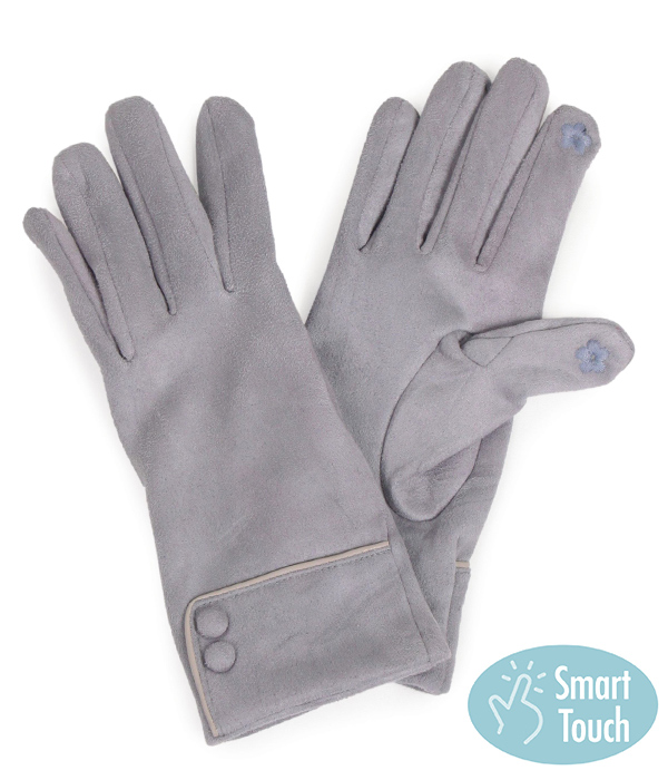 SOLID COLOR SUEDE CUFF GLOVES - 100% POLYESTER