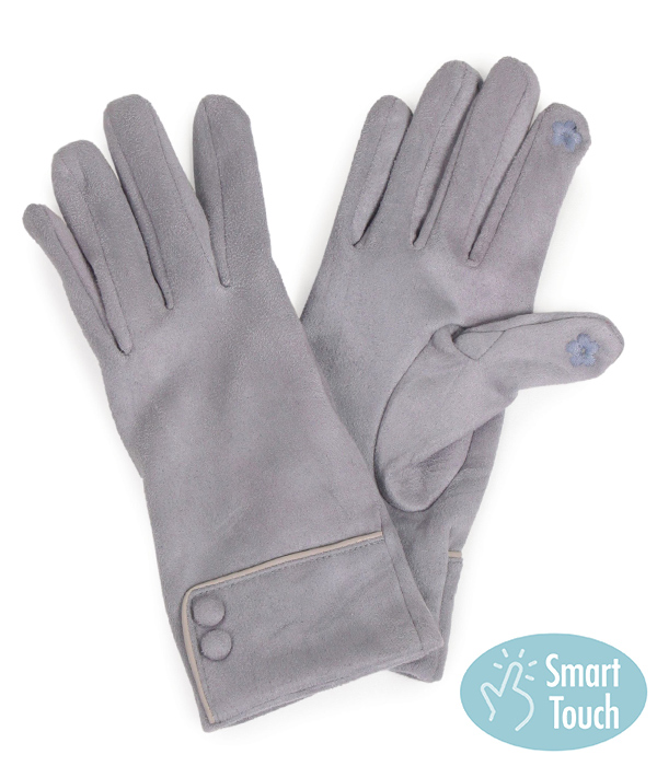 Solid color suede cuff gloves - 100% polyester