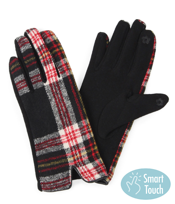 PLAID GLOVES - 100% POLYESTER