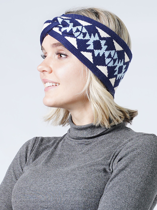 Western pattern knit headband - 100% acrylic