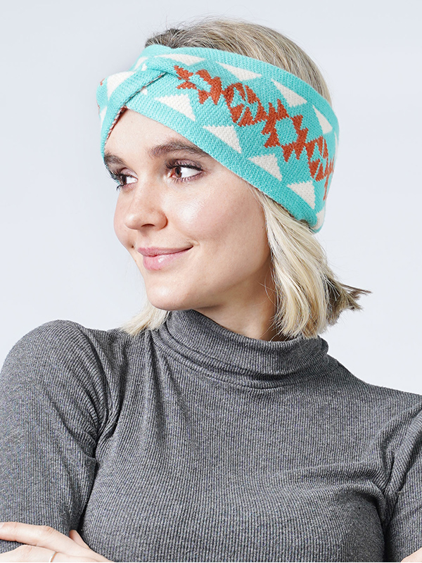 WESTERN PATTERN KNIT HEADBAND - 100% ACRYLIC