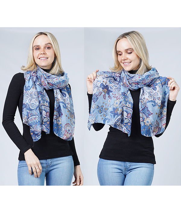 PAISLEY PRINT SCARF - 100% POLYESTER