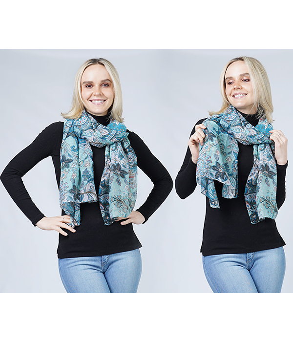 PAISLEY PRINT SCARF - 100% POLYESTER