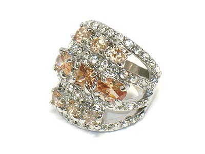 Three line crystal deco party ring