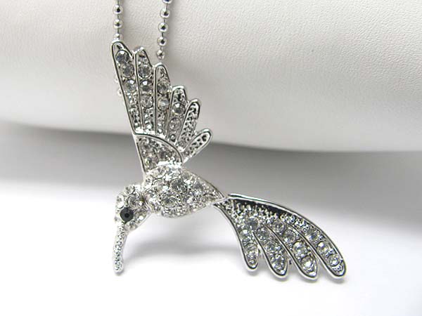 Made in korea whitegold plating crystal stud pheonix pendant necklace
