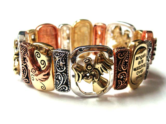Angel theme metal casting stretch bracelet