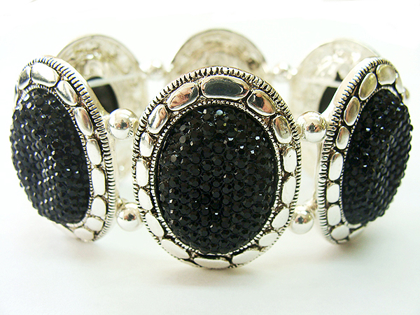 Acrylic stone cut and metal casting stretch bracelet