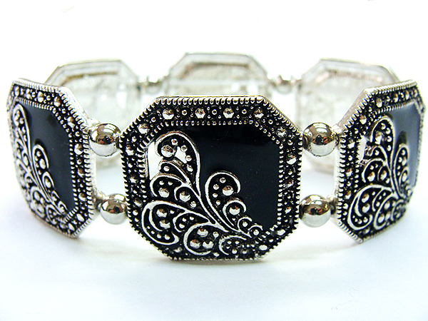 Metal casting and epoxy deco stretch bracelet